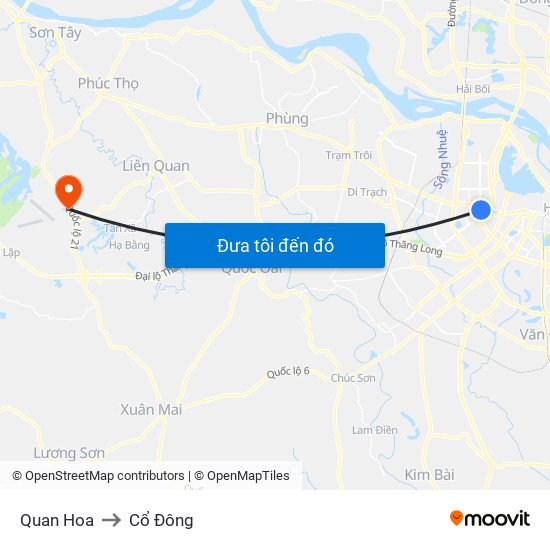 Quan Hoa to Cổ Đông map