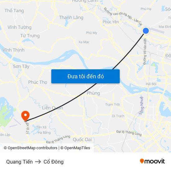 Quang Tiến to Cổ Đông map