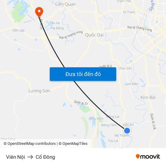 Viên Nội to Cổ Đông map