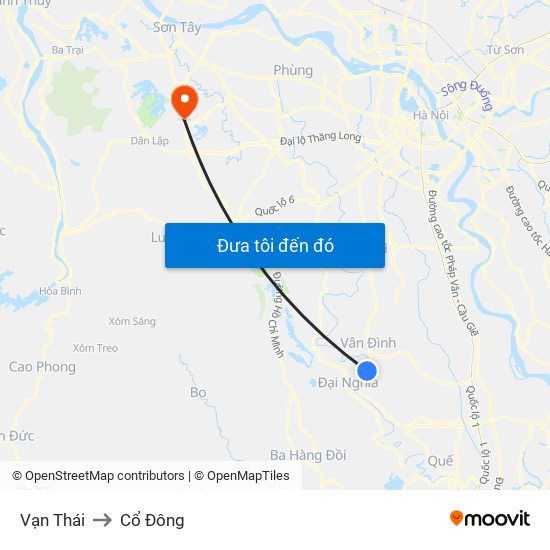 Vạn Thái to Cổ Đông map