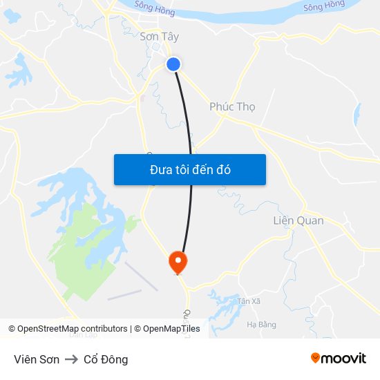 Viên Sơn to Cổ Đông map