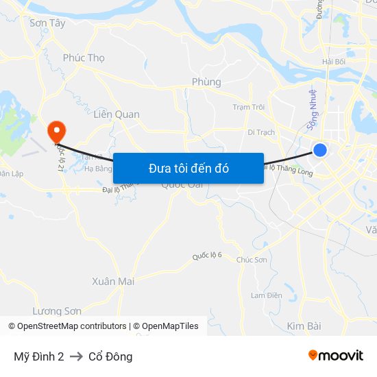 Mỹ Đình 2 to Cổ Đông map