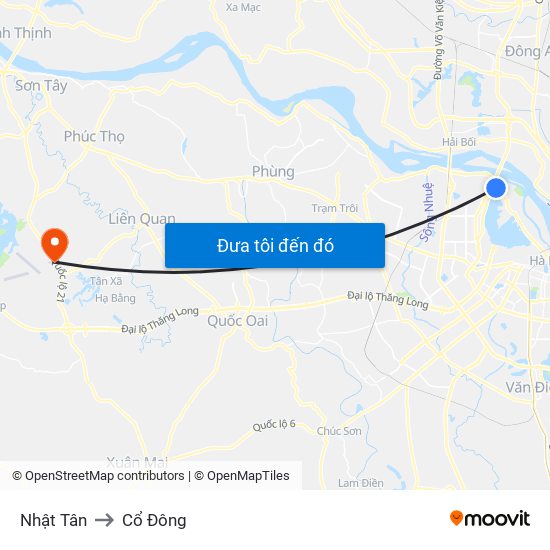 Nhật Tân to Cổ Đông map