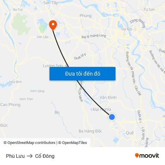 Phù Lưu to Cổ Đông map