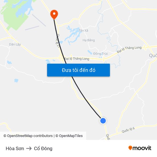 Hòa Sơn to Cổ Đông map