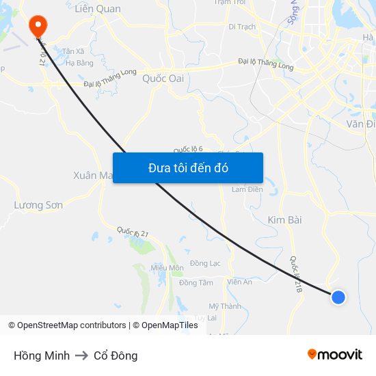 Hồng Minh to Cổ Đông map