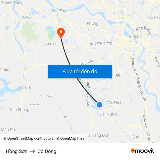 Hồng Sơn to Cổ Đông map