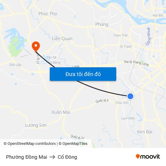 Phường Đồng Mai to Cổ Đông map