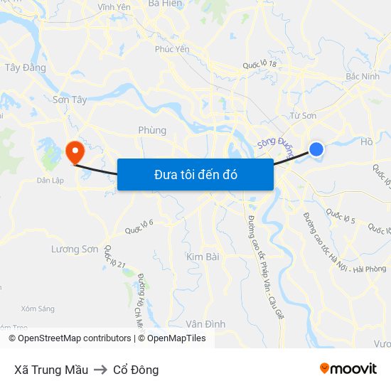 Xã Trung Mầu to Cổ Đông map