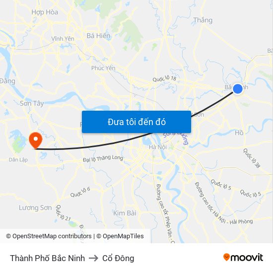 Thành Phố Bắc Ninh to Cổ Đông map
