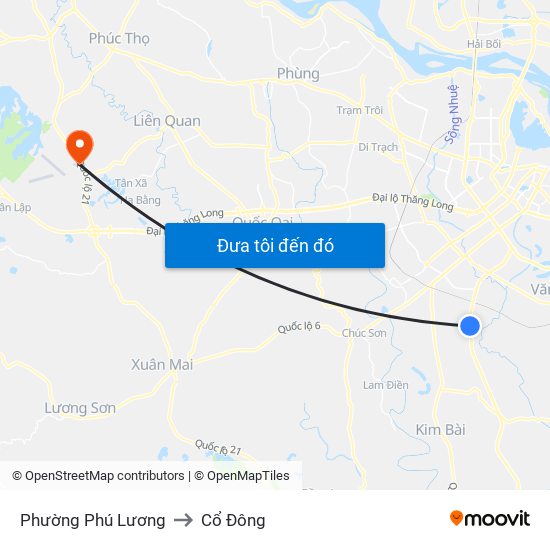 Phường Phú Lương to Cổ Đông map