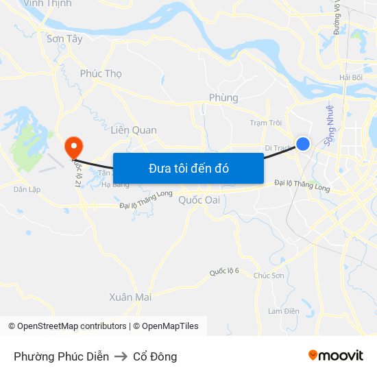 Phường Phúc Diễn to Cổ Đông map