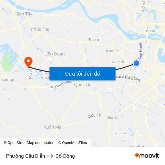 Phường Cầu Diễn to Cổ Đông map