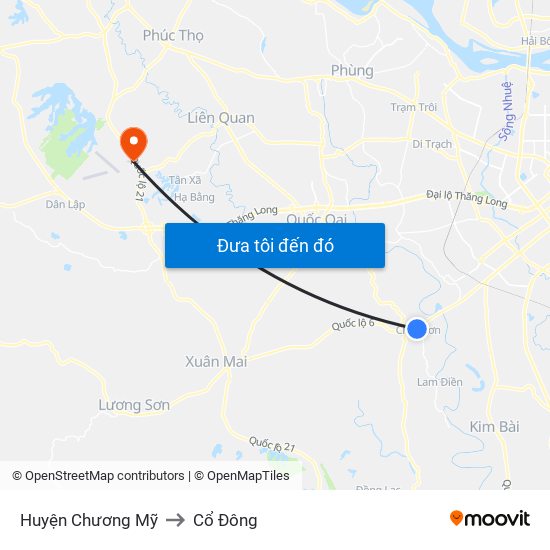 Huyện Chương Mỹ to Cổ Đông map