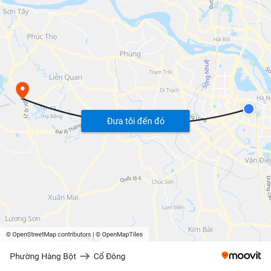 Phường Hàng Bột to Cổ Đông map