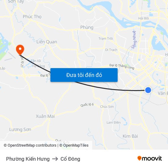 Phường Kiến Hưng to Cổ Đông map