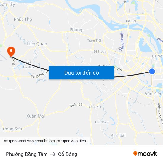 Phường Đồng Tâm to Cổ Đông map