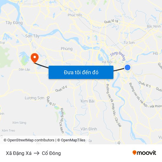 Xã Đặng Xá to Cổ Đông map