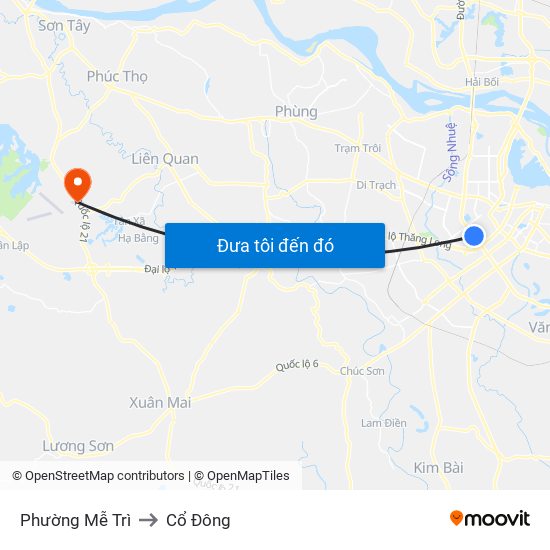 Phường Mễ Trì to Cổ Đông map