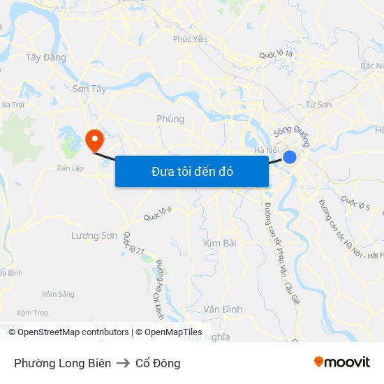 Phường Long Biên to Cổ Đông map