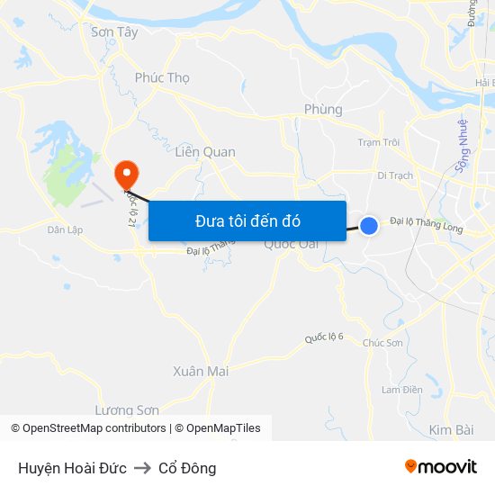 Huyện Hoài Đức to Cổ Đông map