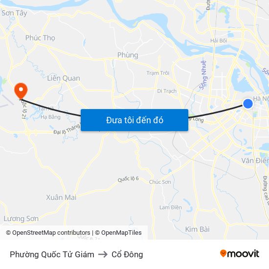 Phường Quốc Tử Giám to Cổ Đông map