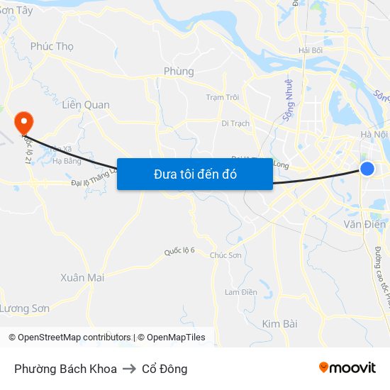 Phường Bách Khoa to Cổ Đông map