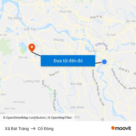 Xã Bát Tràng to Cổ Đông map