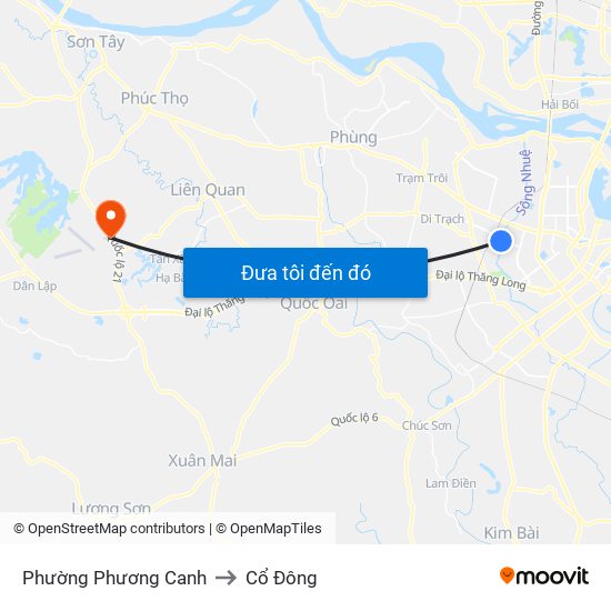 Phường Phương Canh to Cổ Đông map