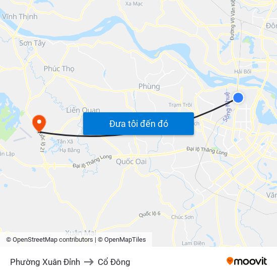 Phường Xuân Đỉnh to Cổ Đông map