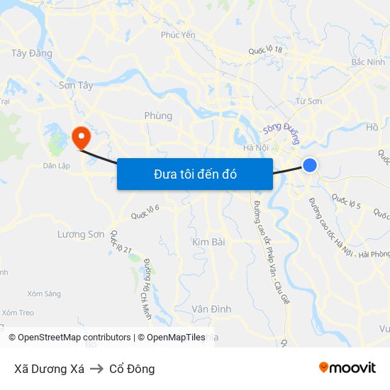 Xã Dương Xá to Cổ Đông map