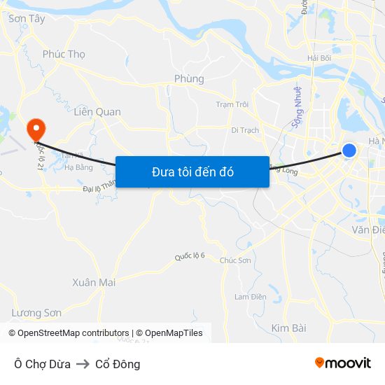 Ô Chợ Dừa to Cổ Đông map