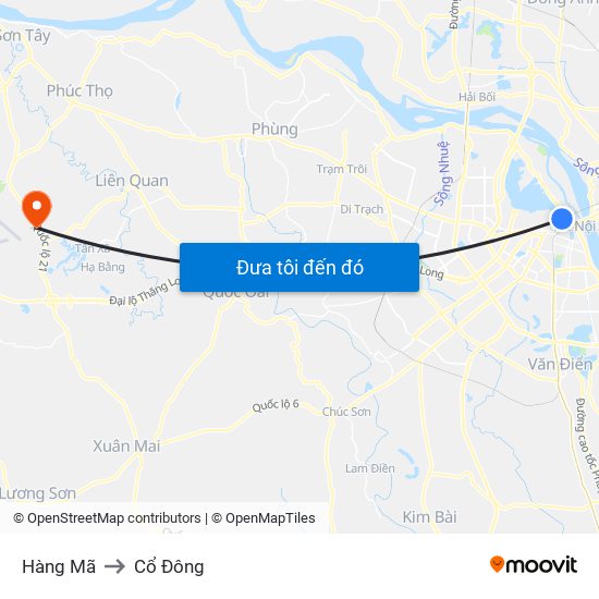 Hàng Mã to Cổ Đông map