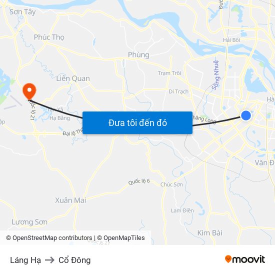 Láng Hạ to Cổ Đông map