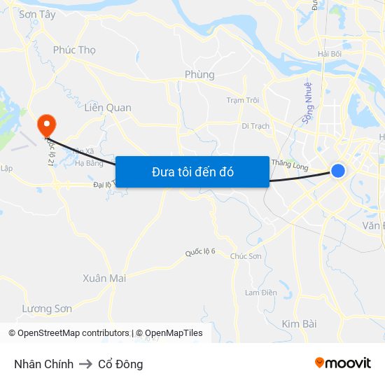 Nhân Chính to Cổ Đông map