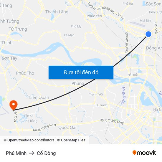 Phú Minh to Cổ Đông map