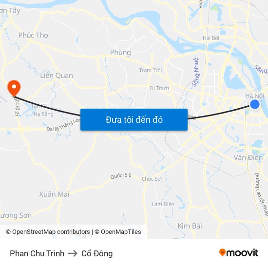 Phan Chu Trinh to Cổ Đông map