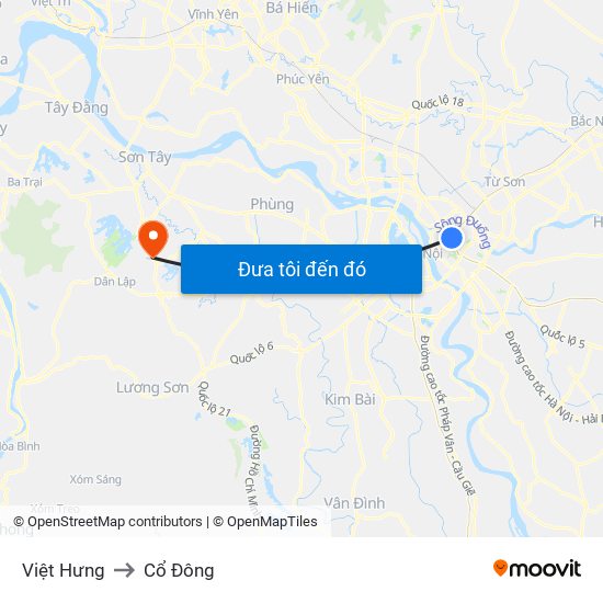 Việt Hưng to Cổ Đông map