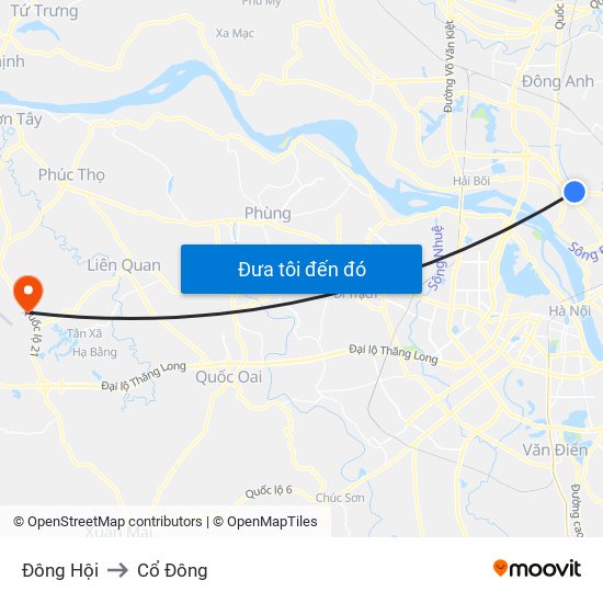 Đông Hội to Cổ Đông map