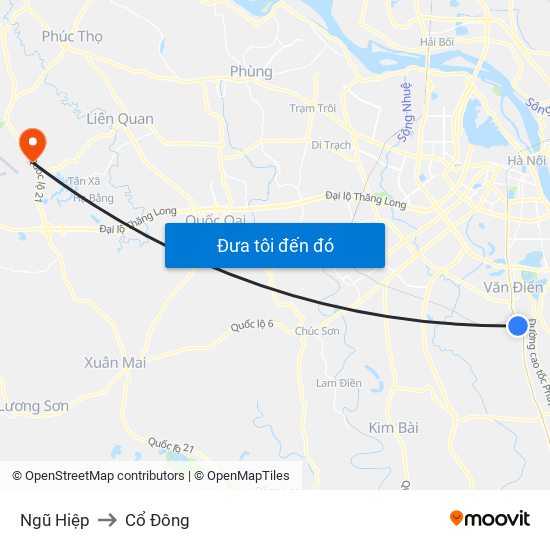 Ngũ Hiệp to Cổ Đông map