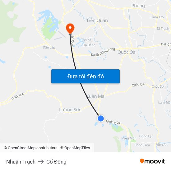 Nhuận Trạch to Cổ Đông map