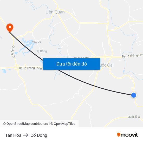 Tân Hòa to Cổ Đông map