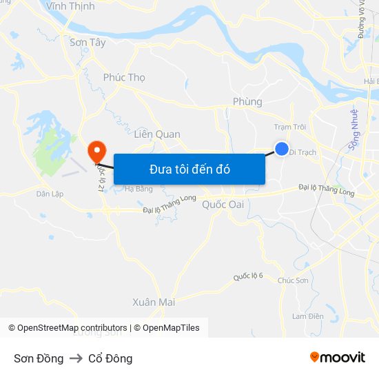 Sơn Đồng to Cổ Đông map