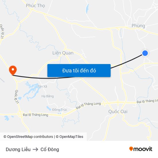 Dương Liễu to Cổ Đông map