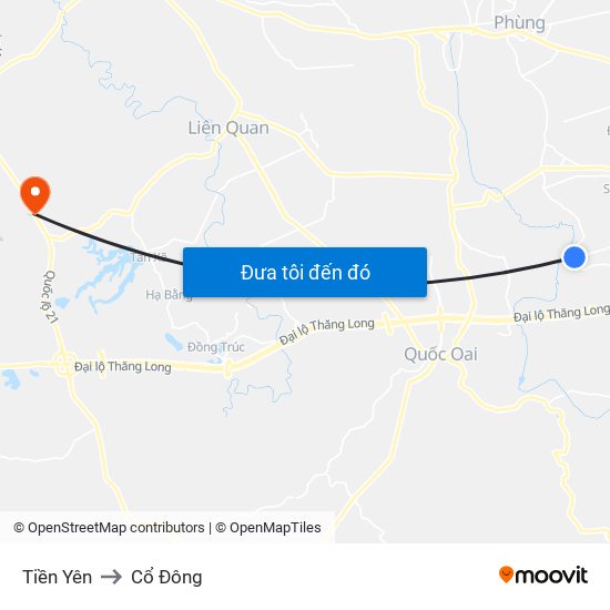 Tiền Yên to Cổ Đông map