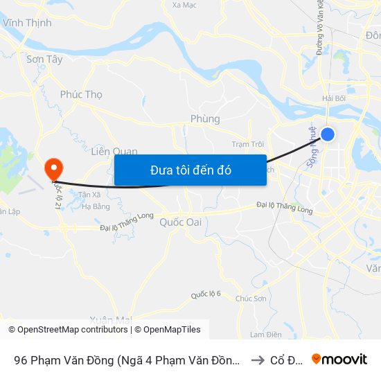 96 Phạm Văn Đồng (Ngã 4 Phạm Văn Đồng - Xuân Đỉnh) to Cổ Đông map