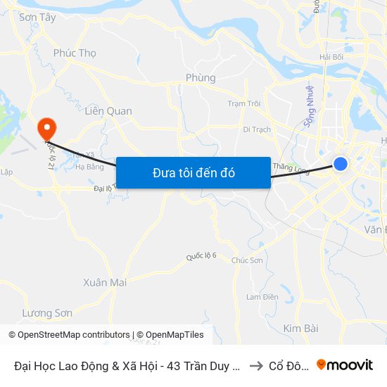 Đại Học Lao Động & Xã Hội - 43 Trần Duy Hưng to Cổ Đông map