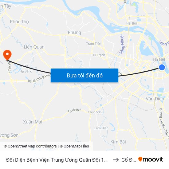 Đối Diện Bệnh Viện Trung Ương Quân Đội 108 - Trần Hưng Đạo to Cổ Đông map