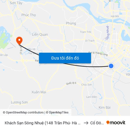 Khách Sạn Sông Nhuệ (148 Trần Phú- Hà Đông) to Cổ Đông map