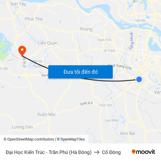 Đại Học Kiến Trúc - Trần Phú (Hà Đông) to Cổ Đông map